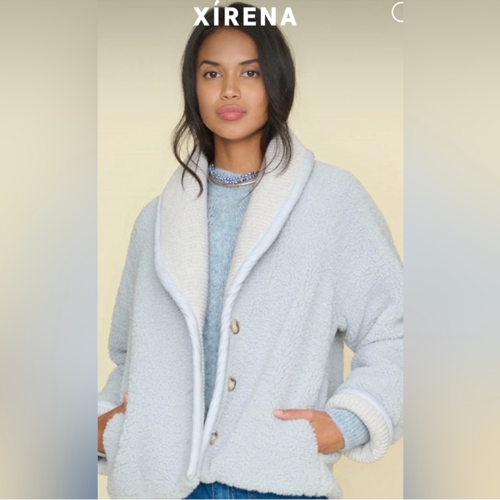 Xirena Alfie Sherpa Jacket In Ice Blue / Sea Brook